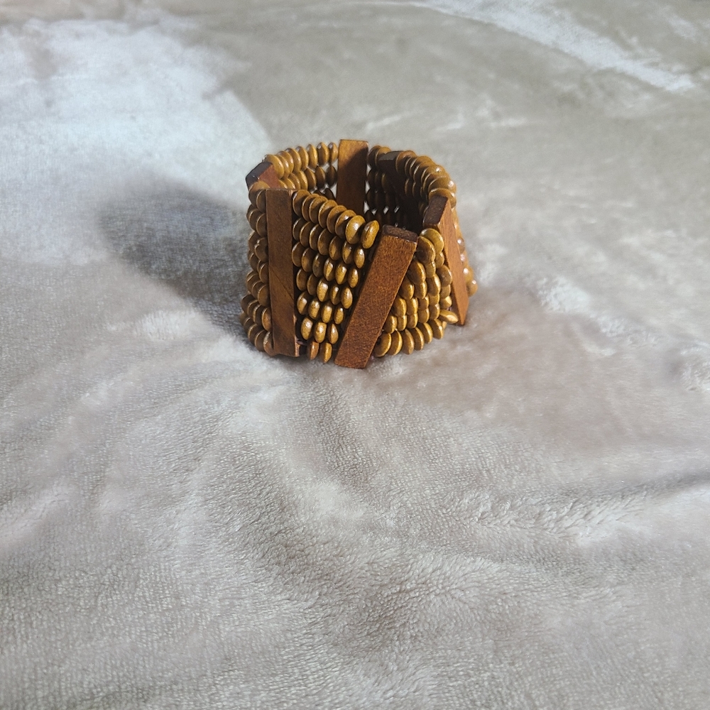 EUC Wood wide cuff stretch bracelet
